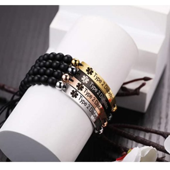 Natural Stone Beaded Medical Alert ID Bracelet - Picture 7 of 7